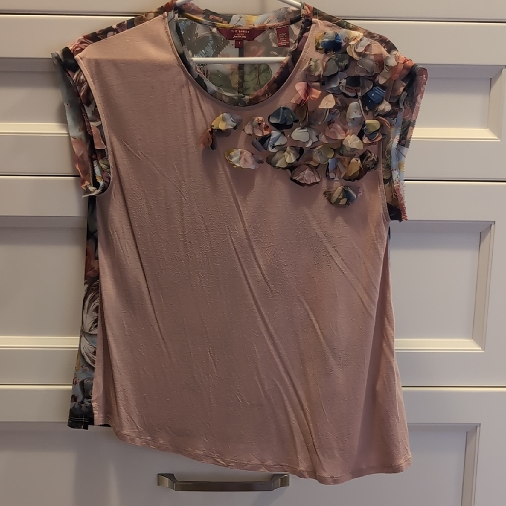 Ted Baker Pink Floral Appliqué Blouse